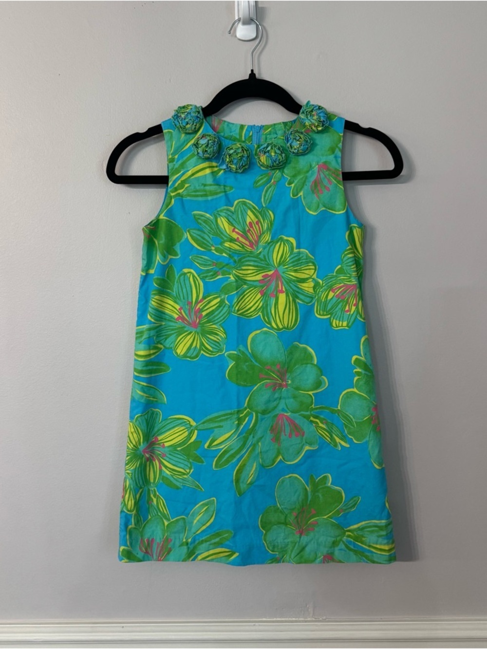 Lilly Pulitzer Girls Sleeveless Green, Blue, Pink Floral Dress Sz 10 GUC - Picture 2 of 7